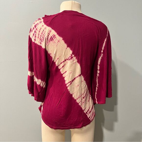 INC International Concepts Pink & White Tie Dye Studded Batwing Poncho Blouse XS - Picture 3 of 6